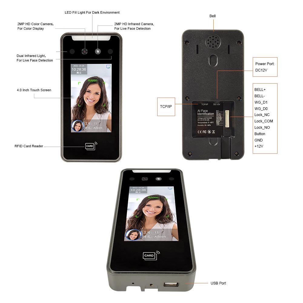 Dynamic AI-powered Access Control Face Time Clock Attendance QR Code Recognition Product