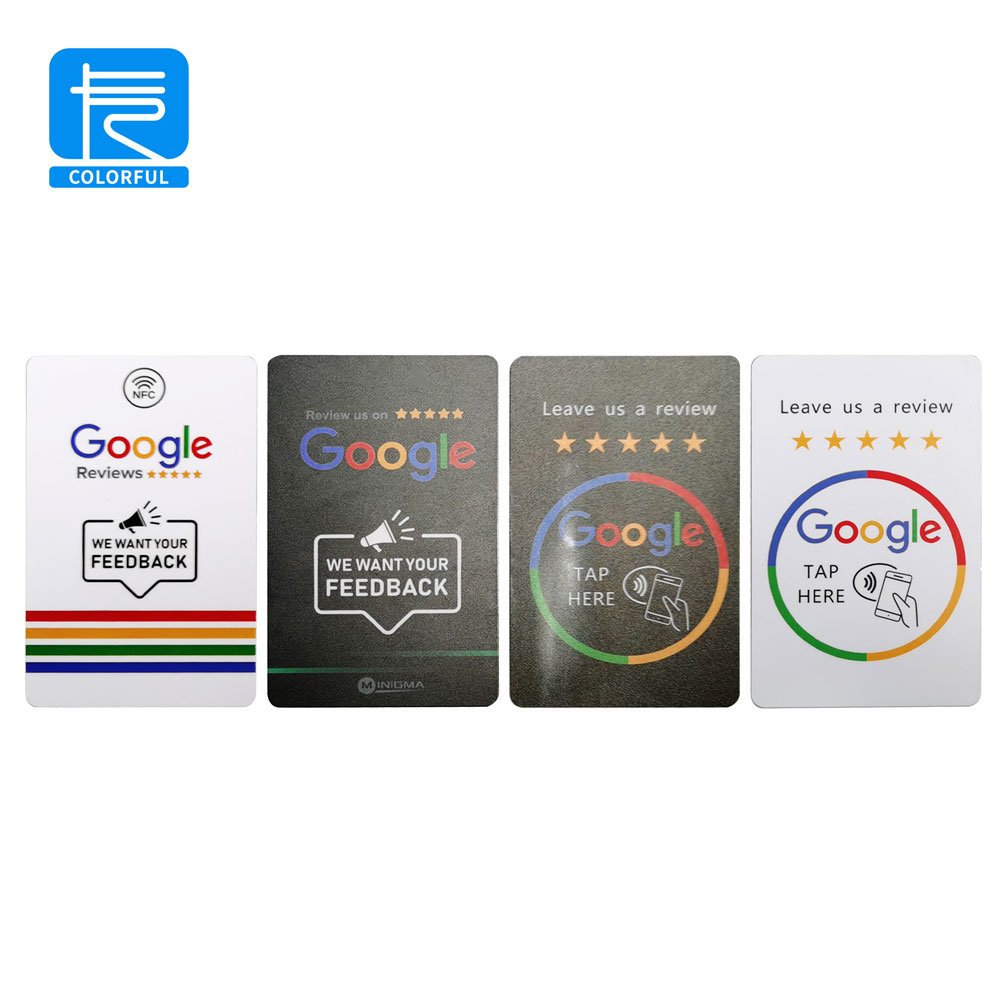 Customized NFC Name Badges Plastic NFC Google Comment Card 13.56mhz Google NFC Card for Social Media