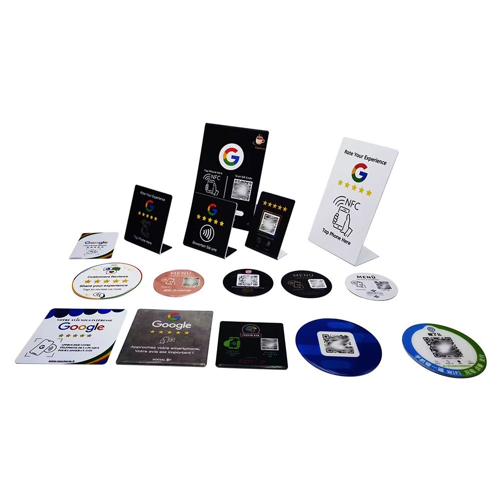 Customized NFC Name Badges Plastic NFC Google Comment Card 13.56mhz Google NFC Card for Social Media