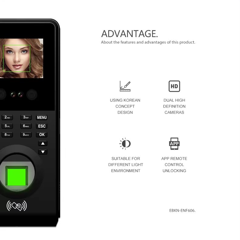 EBKN Factory Wholesale fingerprint Face Recognition Access control Time Attendance Machine Wtih Free Software