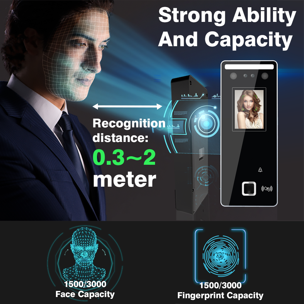 EBKN Visible Light Biometric Attendance Scanner Fingerprint Reader RFID Card Dynamic Face Recognition System