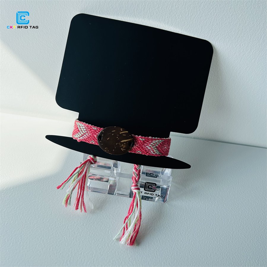 Customized Elastic Wristband Woven NFC Coconut Shell Digital Business Card Bracelet Event Wristband