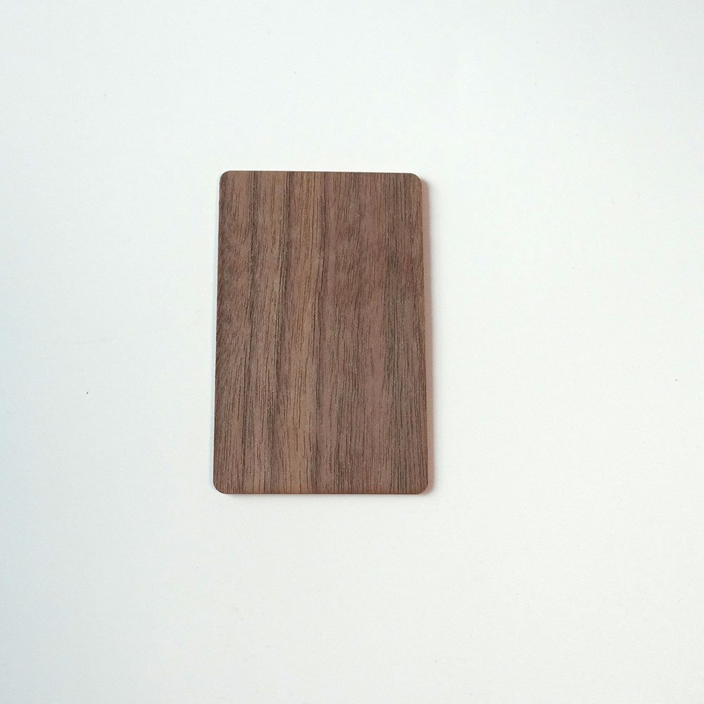 custom laser engraving and cutout black walnut material wood nfc card, HF rfid access control hotel door card