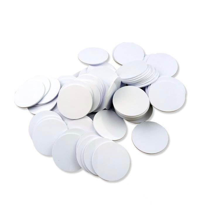wholesale round 25mm 125khz 13.56mhz pvc rfid coin card glue tag sticker with IC / ID / CUID / EM4305 / 5577 / N215 chip