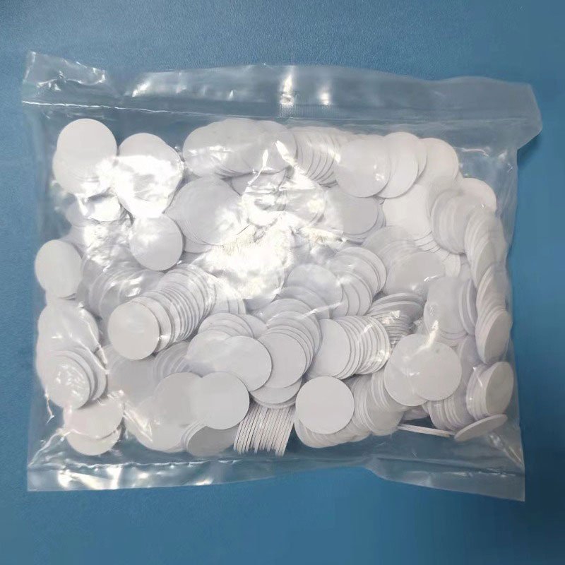 wholesale round 25mm 125khz 13.56mhz pvc rfid coin card glue tag sticker with IC / ID / CUID / EM4305 / 5577 / N215 chip