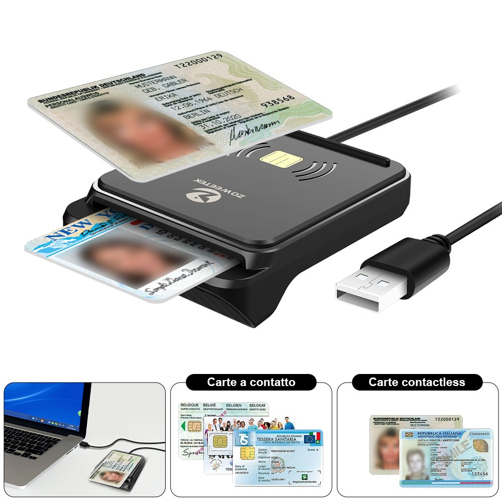 ZOWEETEK Contactless RFID NFC Access Control Card Readers & Contact Smart IC ID Chip Card Reader Bank/Credit Card Reader Writer
