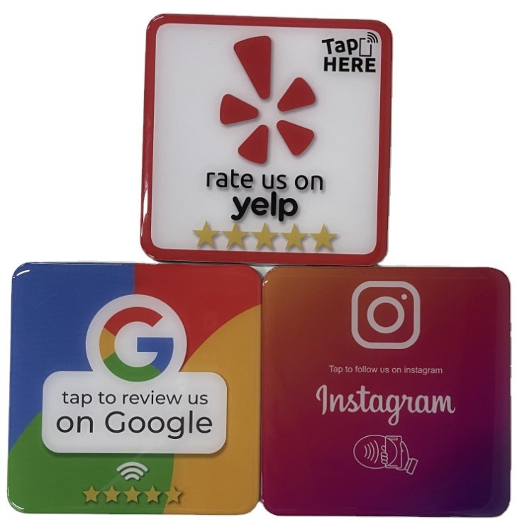 Custom Logo Printing 13.56MHz Plastic Programmable RFID Contactless Google Review NFC business review Card