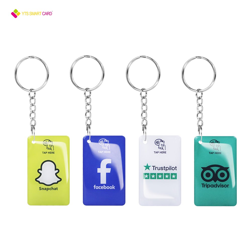 YTS factory price customize Waterproof nfc rfid chip keychain access control google review epoxy sticker/review card
