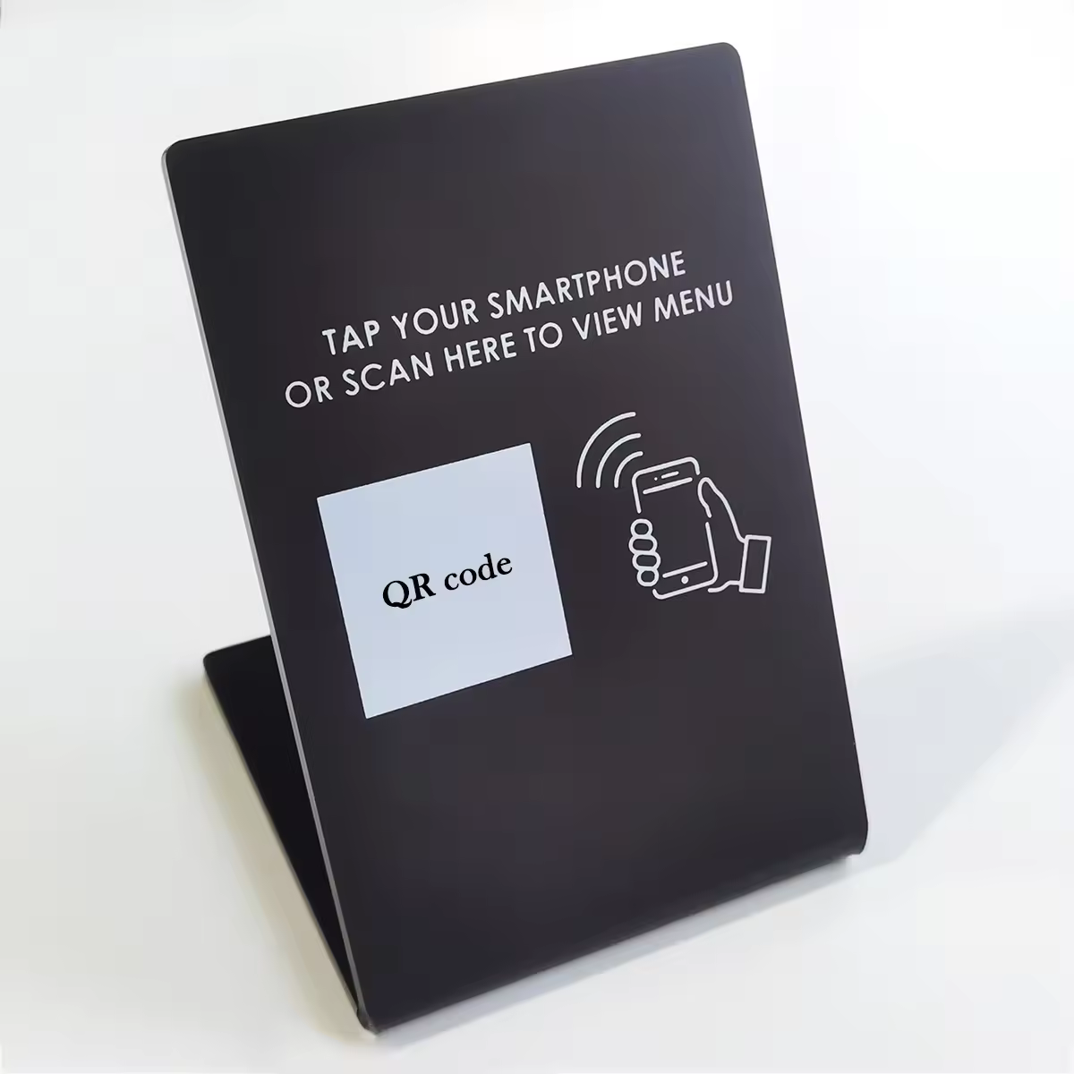 Customizable PVC NFC Display Stand with QR Code Table Number Google Review Menu Stand Waterproof 13.56MHz 1K Frequency Payment