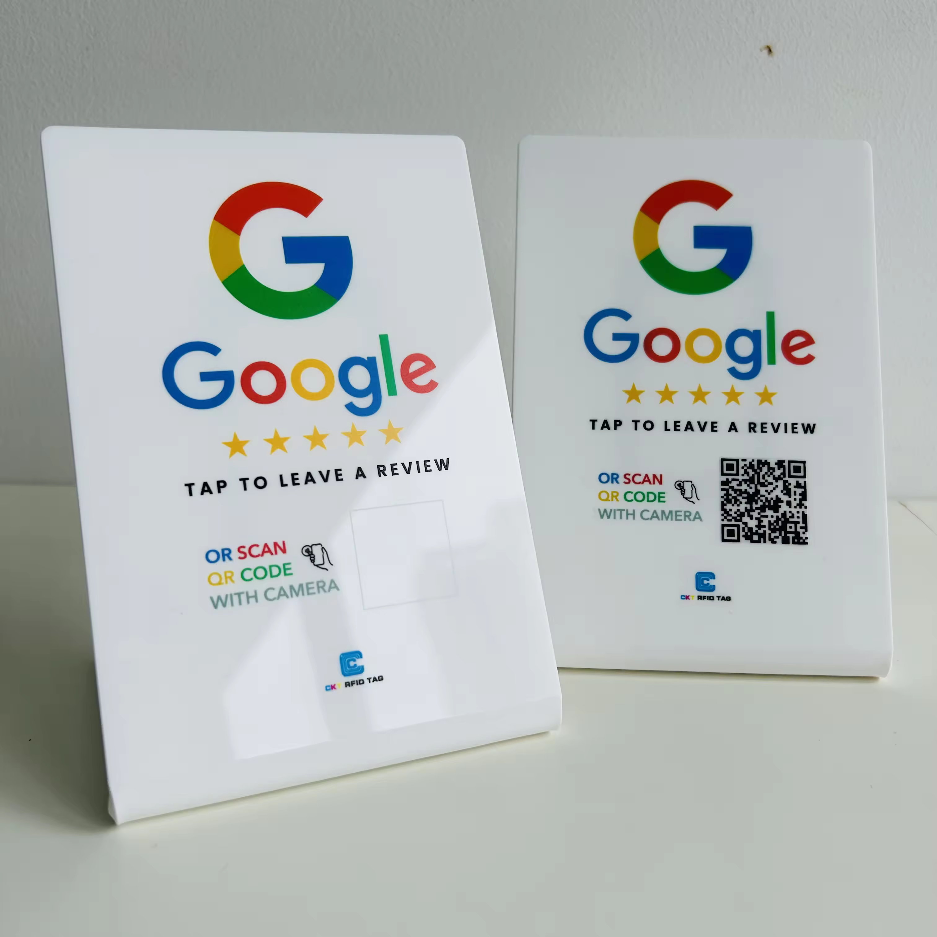 Customizable PVC NFC Display Stand with QR Code Table Number Google Review Menu Stand Waterproof 13.56MHz 1K Frequency Payment