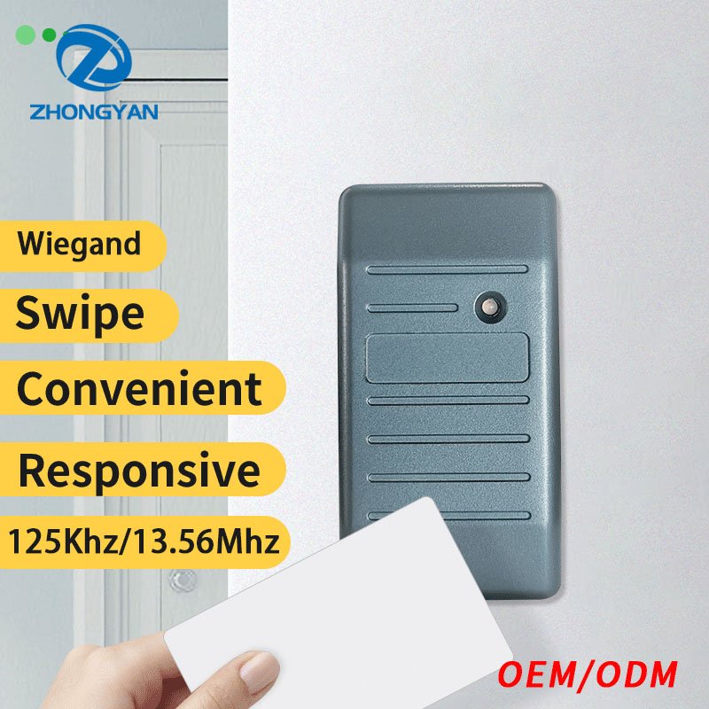 Zhongyan Wall Mount Proximity Smart Contactless Waterproof Wiegand RFID Card Reader 125khz ID IC Access Control Card Readers
