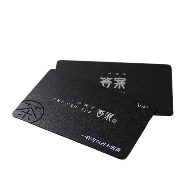 Plastic PVC Contactless Smart Chip Card Access Control NFC RFID Card UV Logo Full Black Matt NFC Social Media PVC Smart Card