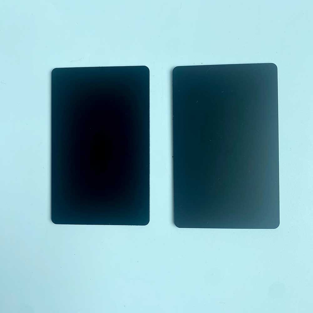 custom print 13.56mhz porgrammable NFC Chip 215 Matt black invisible nfc metal business card for social media sharing