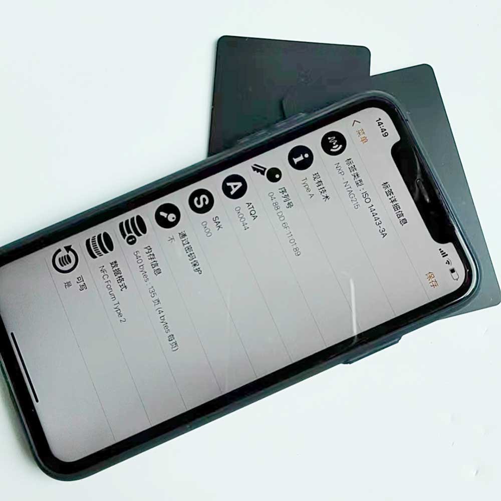 custom print 13.56mhz porgrammable NFC Chip 215 Matt black invisible nfc metal business card for social media sharing