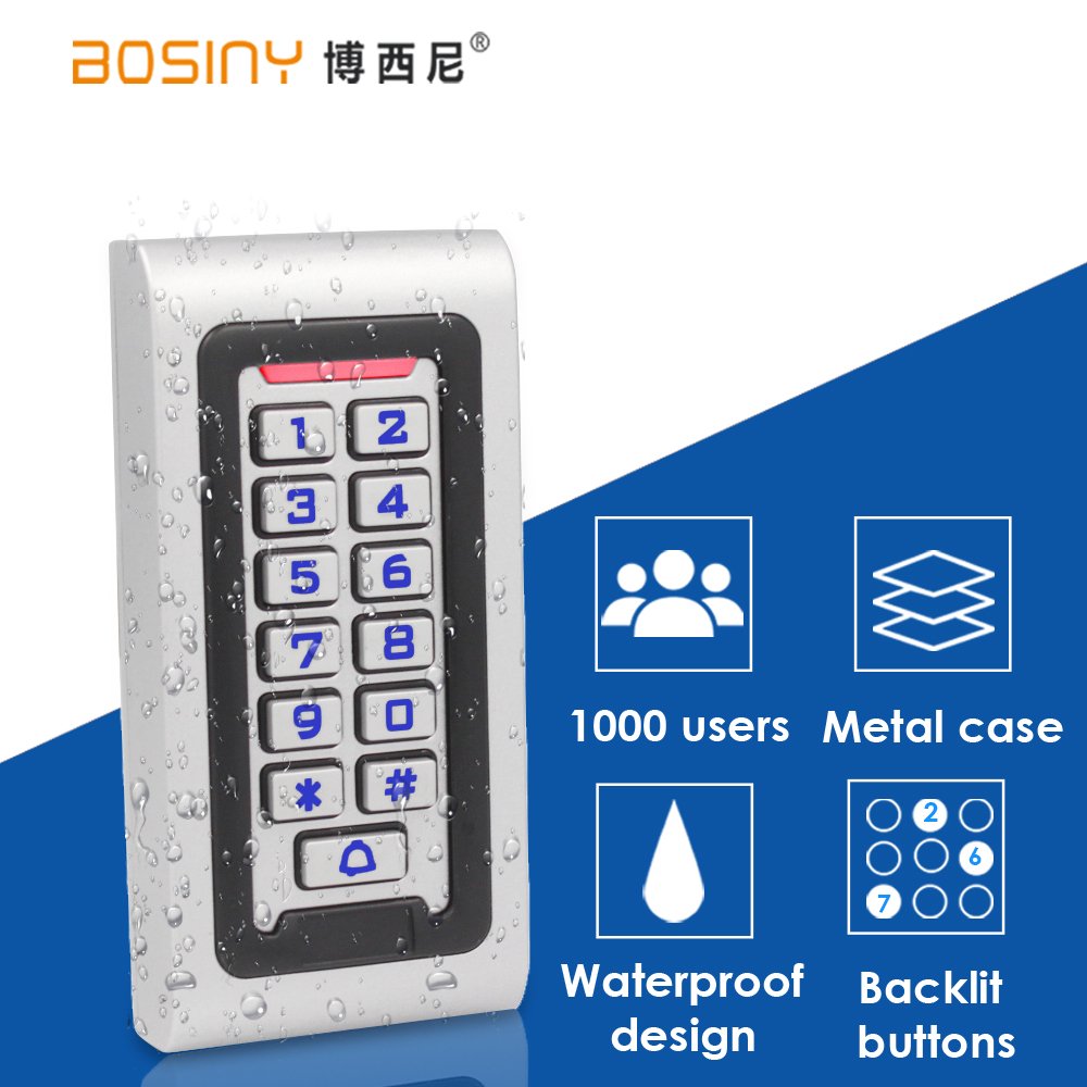 Waterproof Backlight RFID Door Access Control Reader Keypad 1000 Users Doorbell 125KHz EM Card Gate Opener Smart Electric Lock