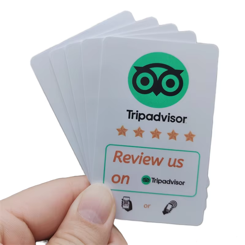 thank you card with NFC chip for instagram/Tiktok\tripadvisor\youtube 13.56MHZ NFC card