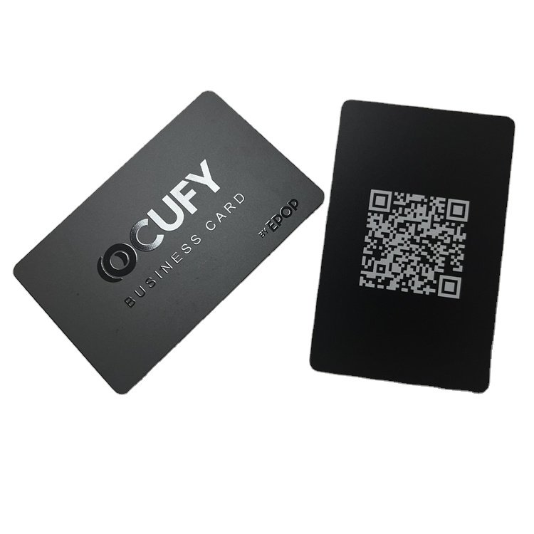 Full Solid Black NFC Type 4 424 DNA Matt Nfc Cards With QR Code Logo Printed