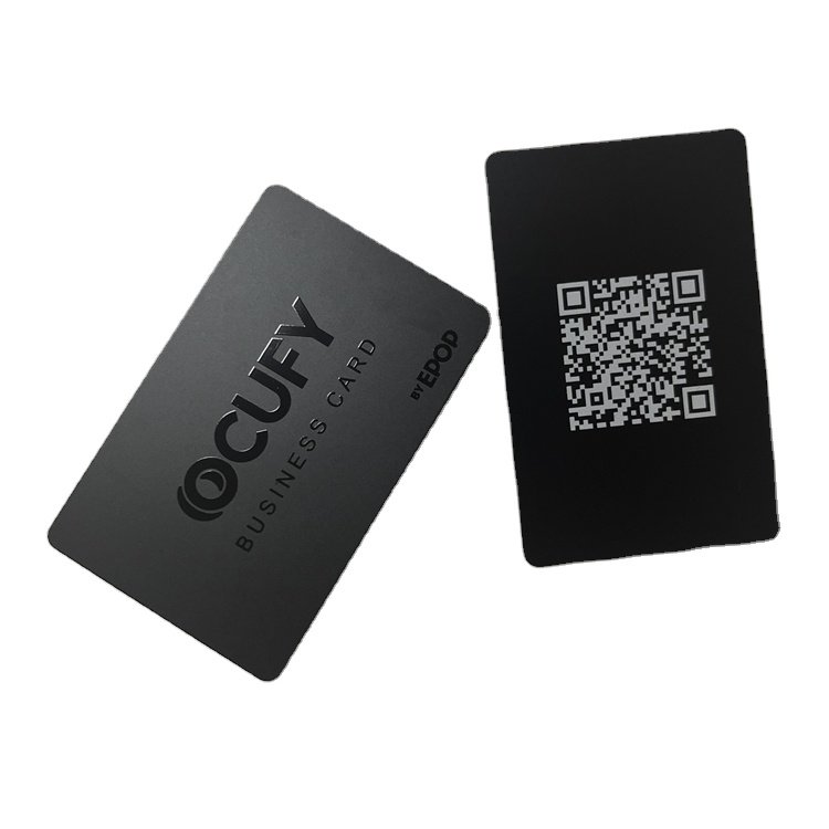 Full Solid Black NFC Type 4 424 DNA Matt Nfc Cards With QR Code Logo Printed