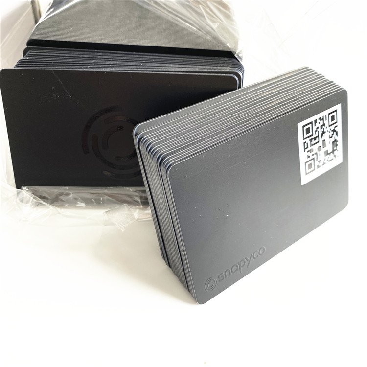 Full Solid Black NFC Type 4 424 DNA Matt Nfc Cards With QR Code Logo Printed