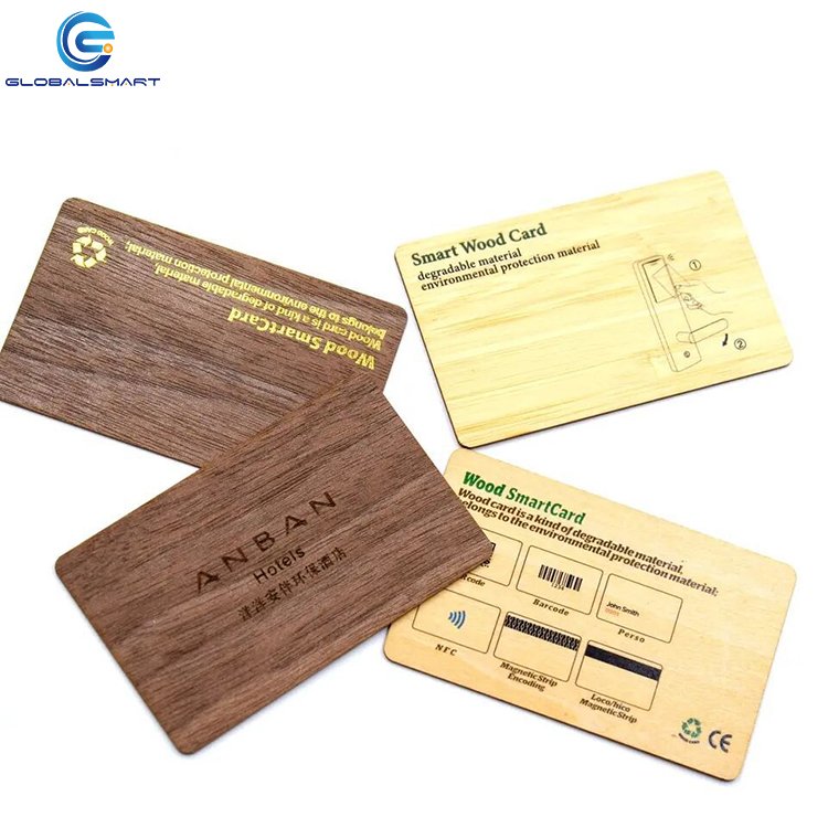Custom laser engraved printed wood RFID NFC card for business card access control hotel room door card