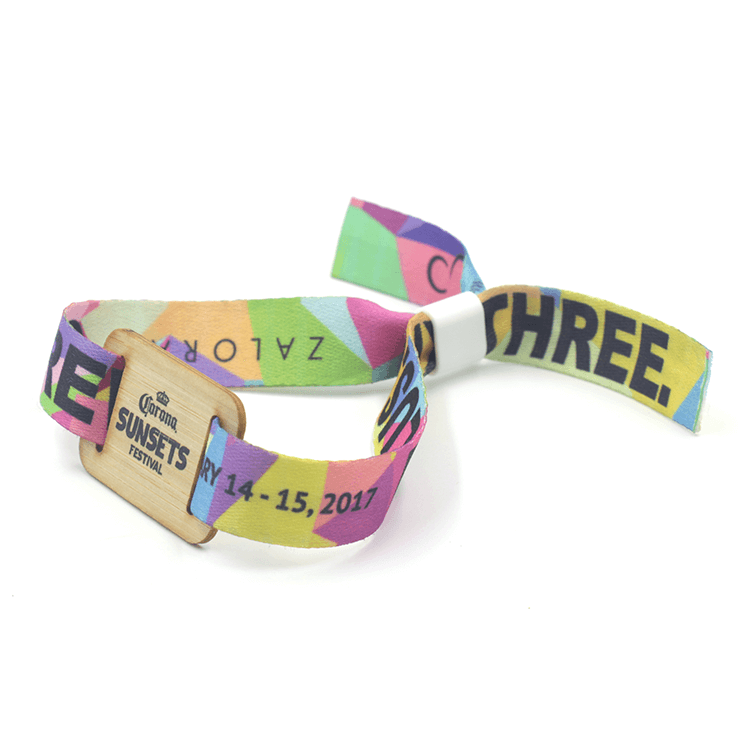 Customized accessed control Wooden NFC Bracelet Contact RFID Woven Wristbands tag