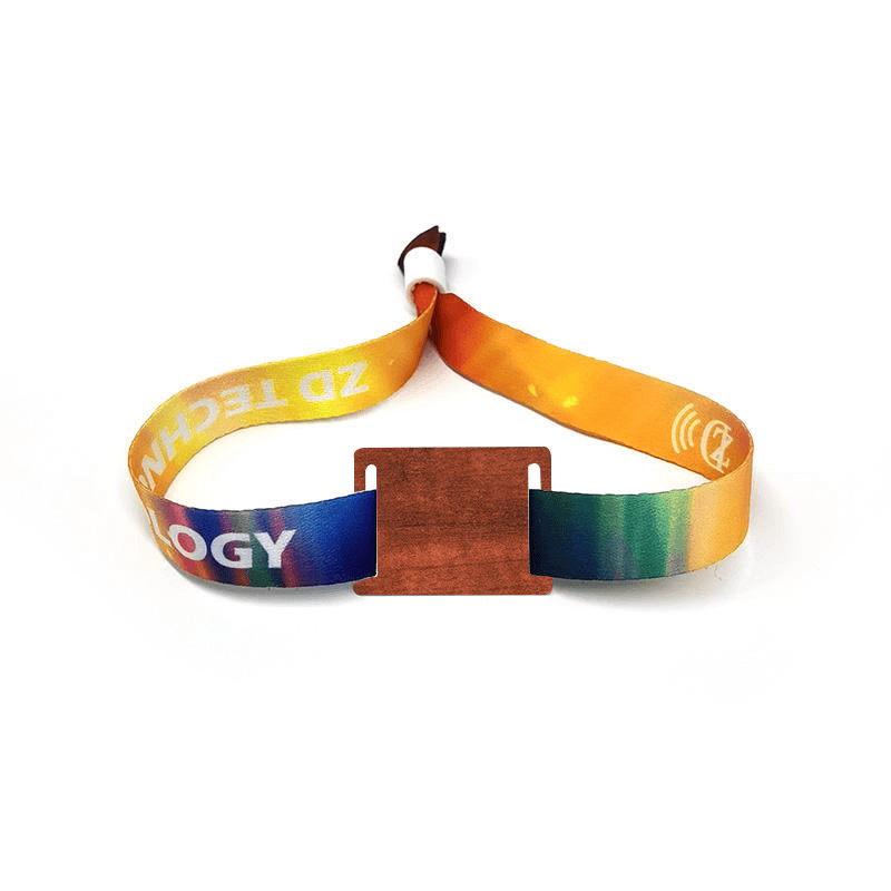 Customized accessed control Wooden NFC Bracelet Contact RFID Woven Wristbands tag