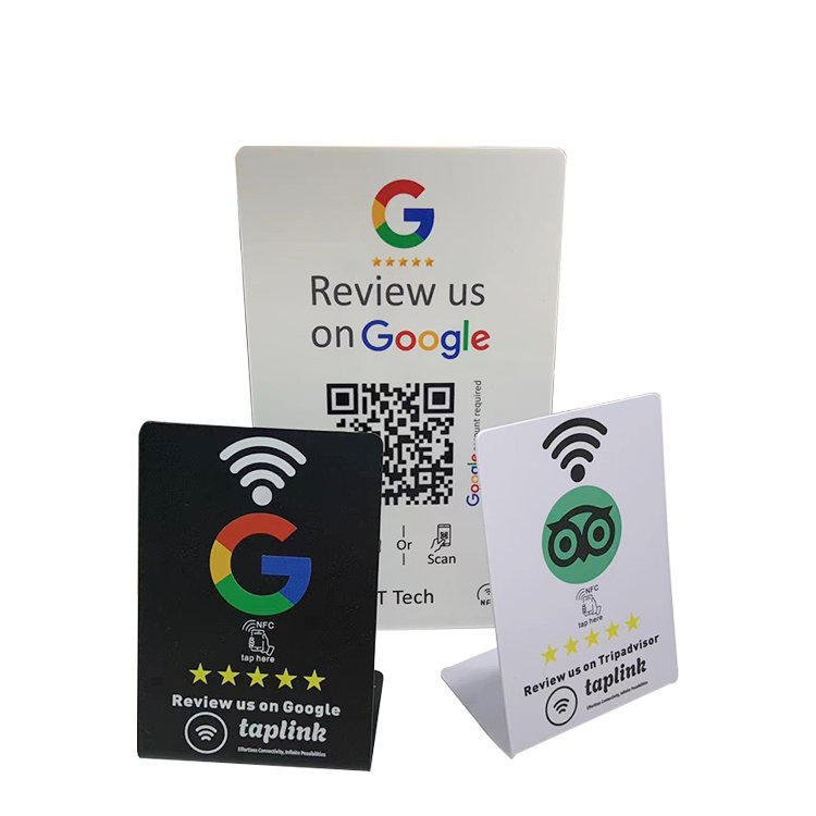 Custom Acrylic Table Stand NFC Restaurant Menu Holder Bar Programmable NFC Menu Display Stand