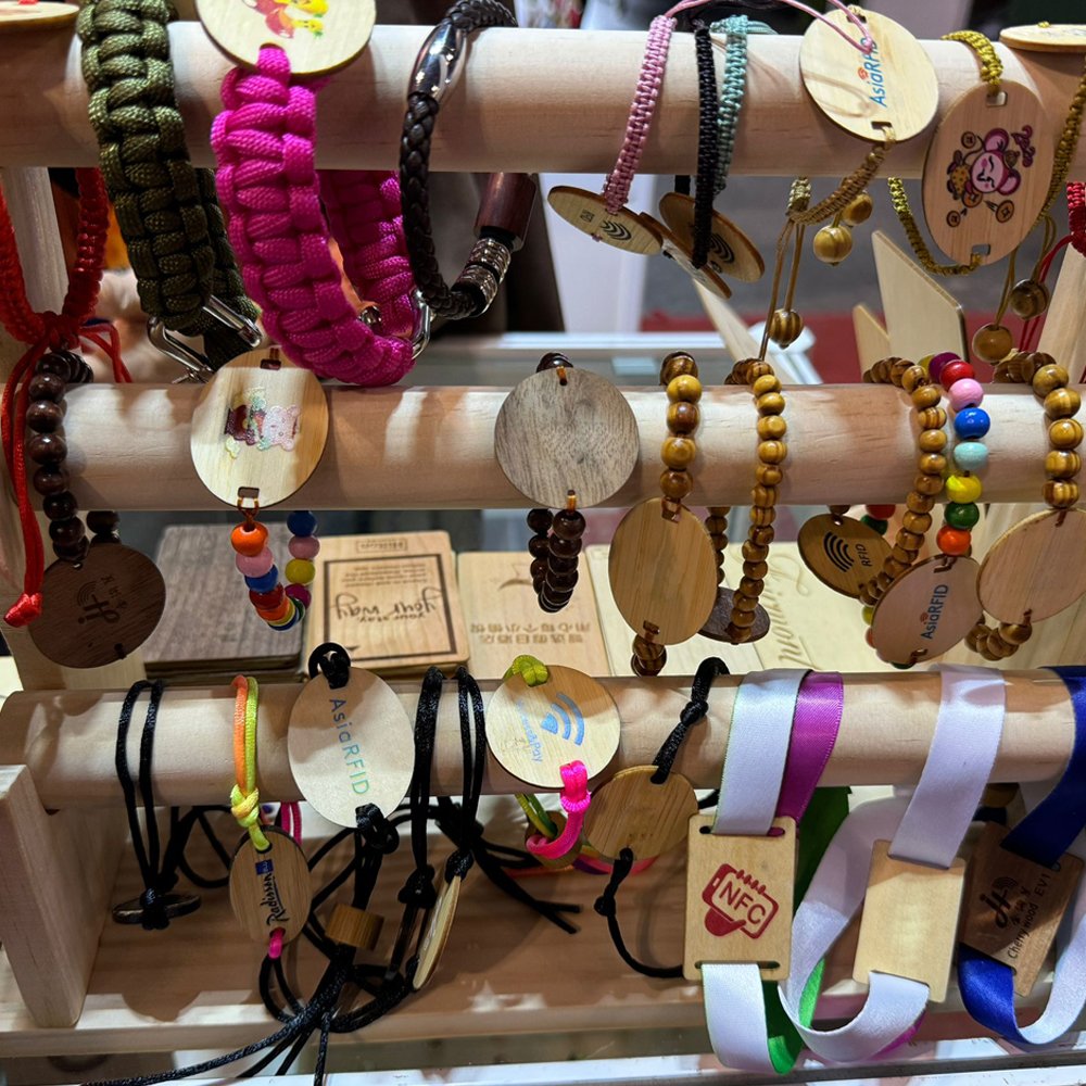 Access Control RFID Wooden Card wood Bracelet NFC recycle RPET Fabric wristband for payment hotels members