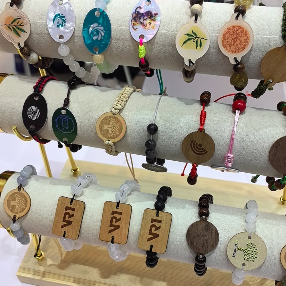 Access Control RFID Wooden Card wood Bracelet NFC recycle RPET Fabric wristband for payment hotels members