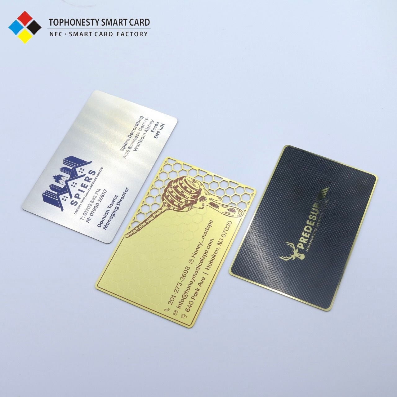 Personalized Custom 85mm*54mm Matte Black Gold Metal Credit Card NFC RFID Business Card with Signature strip