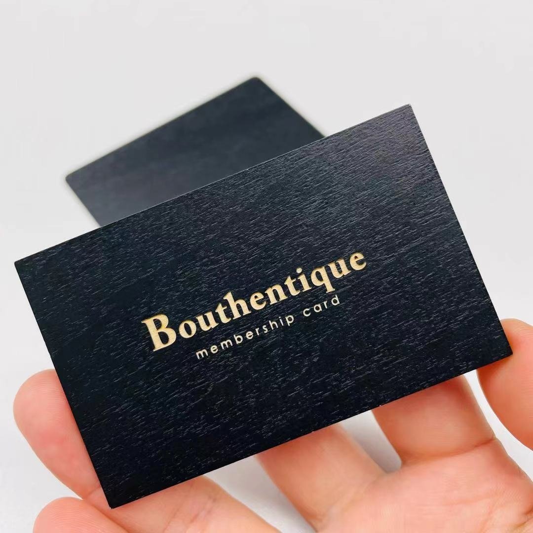 Logo Printing 13.56MHZ RFID NFC Black Bamboo Wood Card for Management