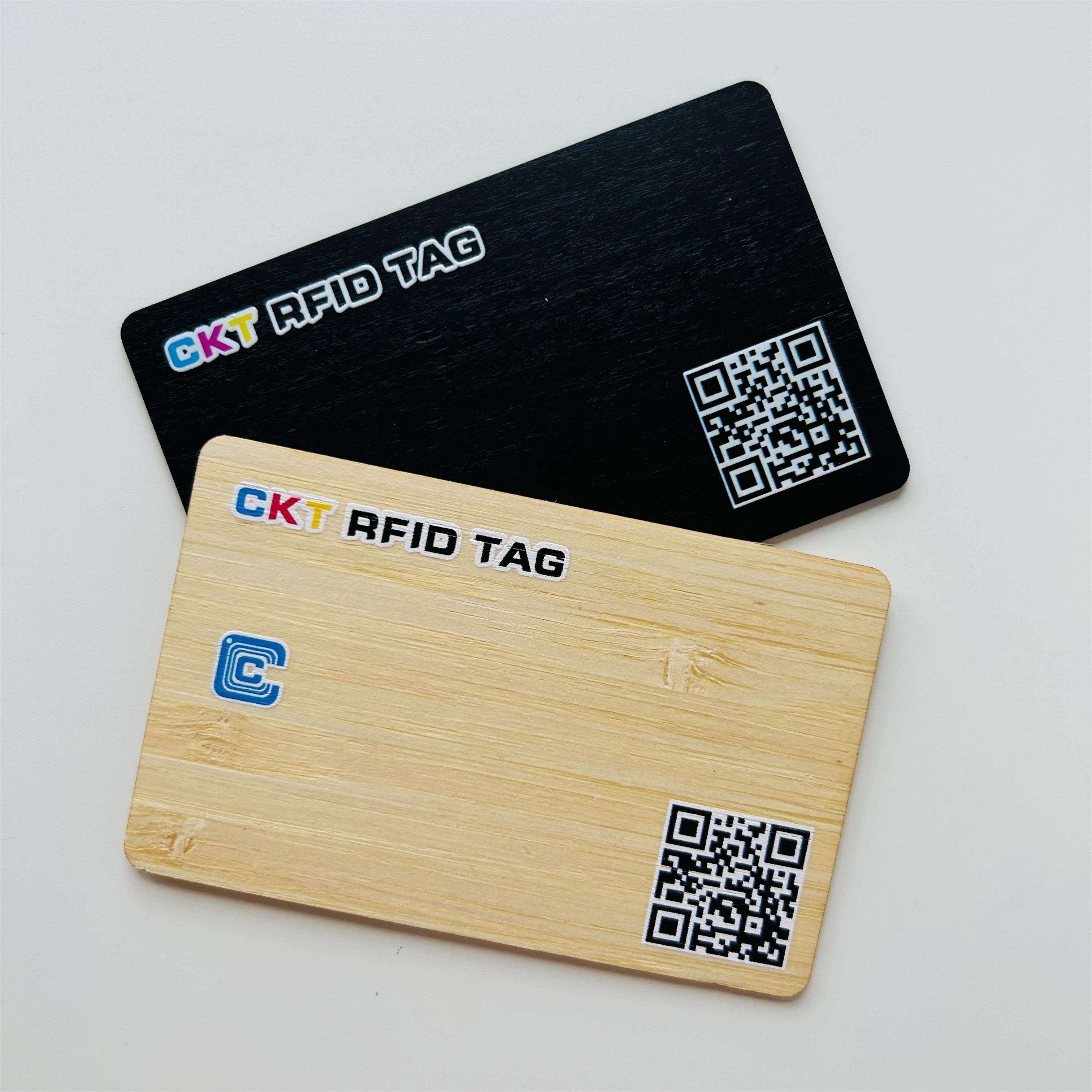 Logo Printing 13.56MHZ RFID NFC Black Bamboo Wood Card for Management