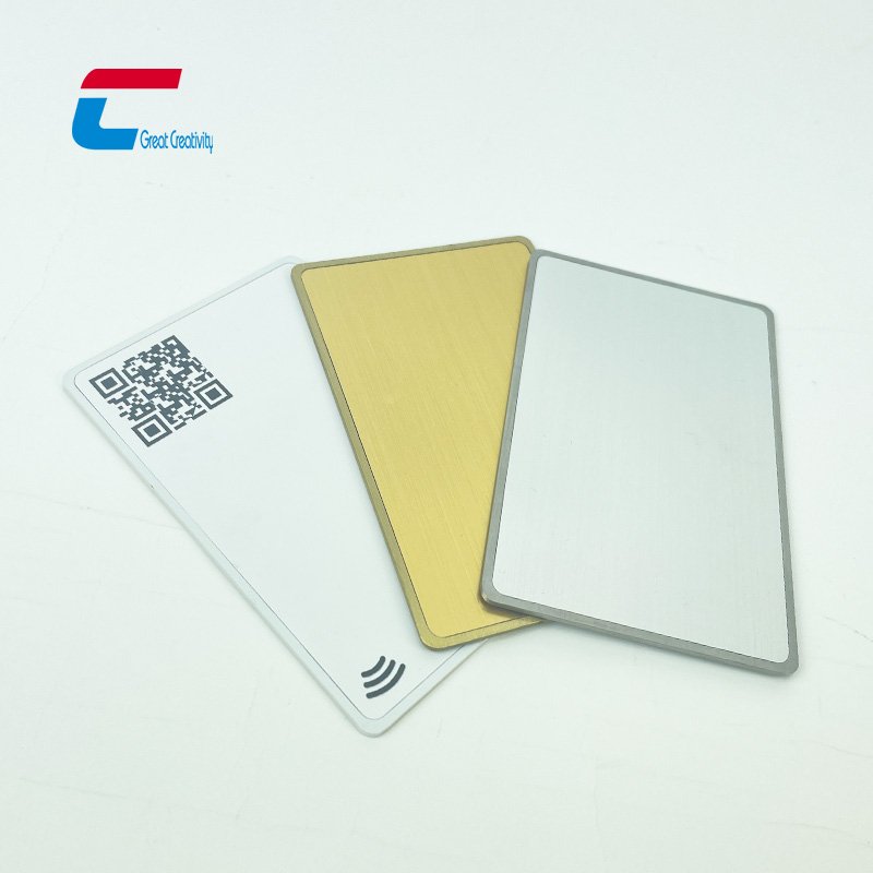 Luxury Customized Hybrid NFC Black White Gold Silver Rose Gold Metal Business Card QR Code Optional