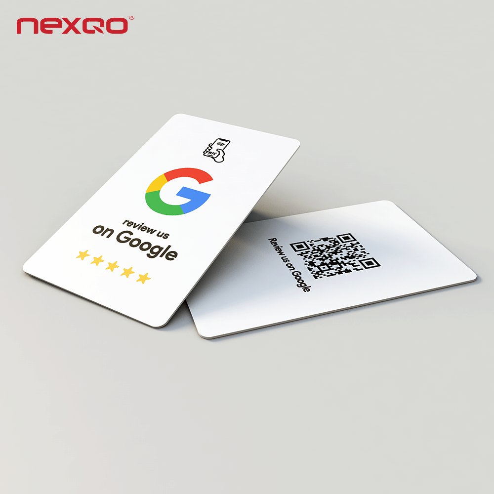 CR80 Plastic Programmable QR Code Scan NFC NTAG 213 NTAG 215 NTAG 216 Google Review NFC Card