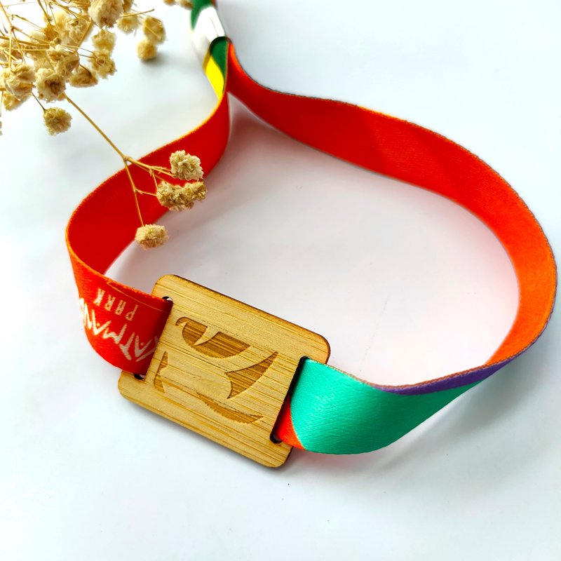 XRH 13.56Mhz custom visit gift NFC business card fabric wristband payment woven wooden visit access control cards rfid bracelet