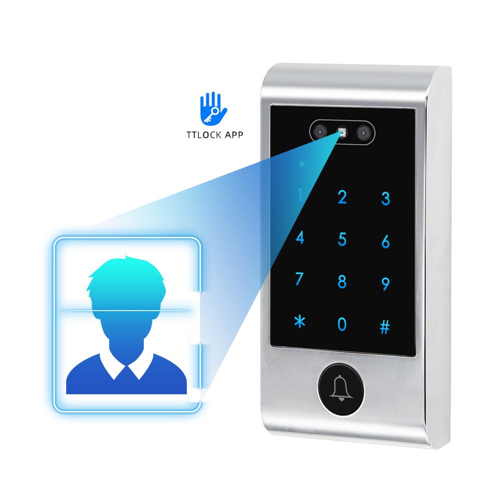 Outdoor Waterproof TTlock App Face Recognition RFID Door Access Control System, Smart Facial Door lock WiFi Ble