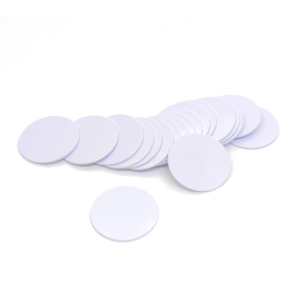 LF 125khz Rfid Card Tag PVC Coin Tag TK4100 Dia25mm Blank White Round Tag With 3M Glue For Access Control