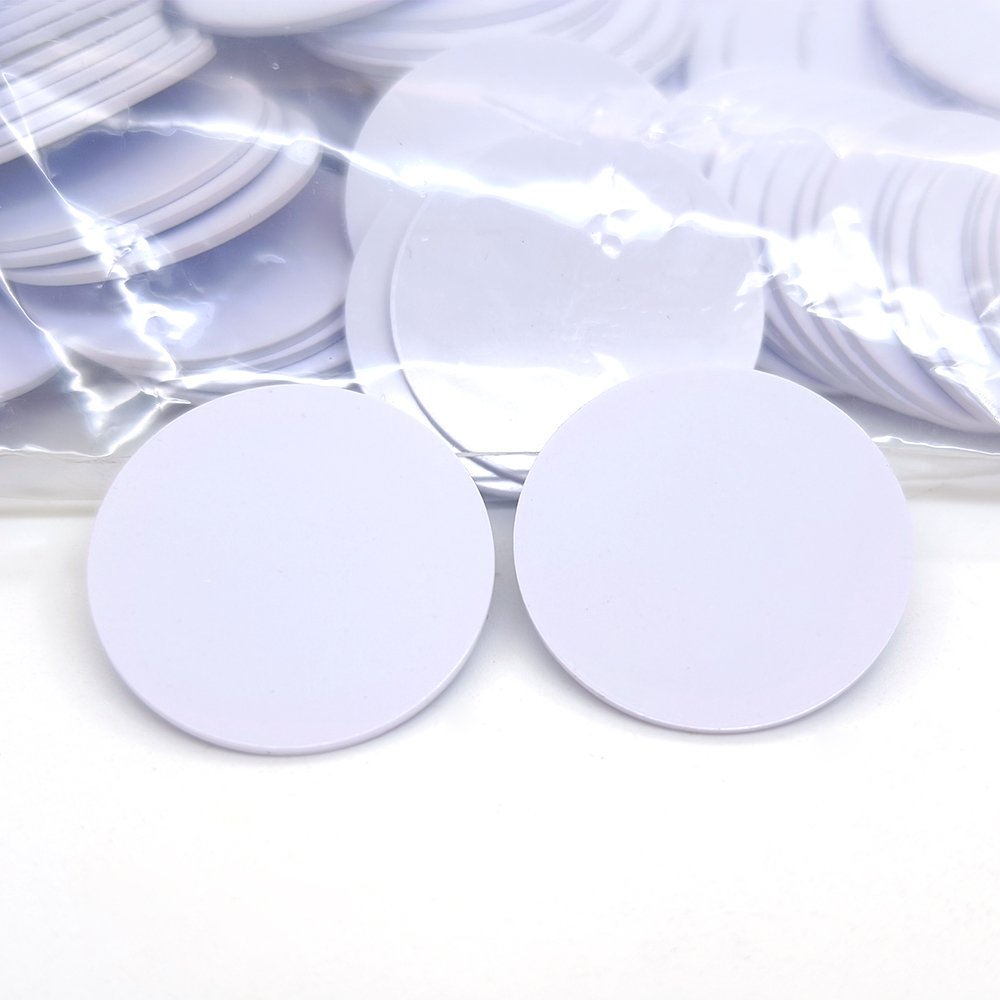 LF 125khz Rfid Card Tag PVC Coin Tag TK4100 Dia25mm Blank White Round Tag With 3M Glue For Access Control