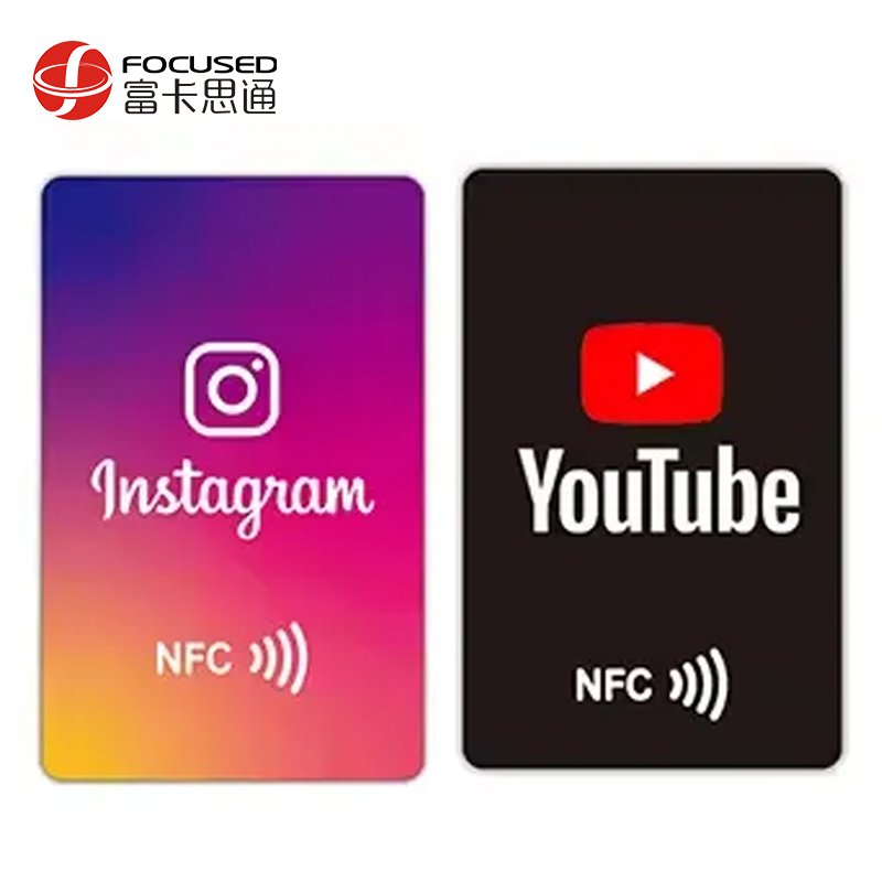 Custom logo programmable nfc-enabled facebook chips business cards 13.56MHz plastic RFID personal google review nfc pvc card