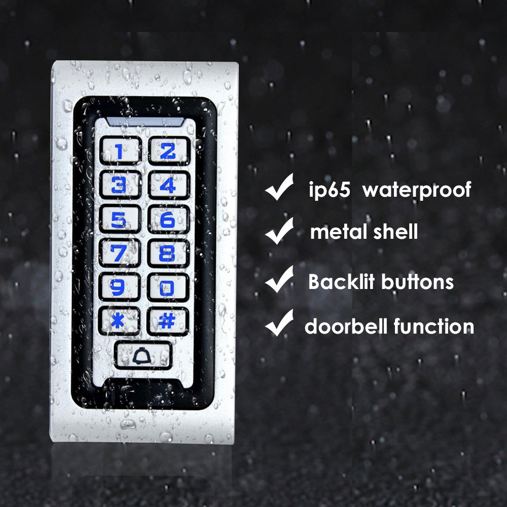 Access Control System IP67 Waterproof RFID 125KHz 13.56Mhz Metal Access Control Kit All-in-one Silicone Key Magnetic door Locks