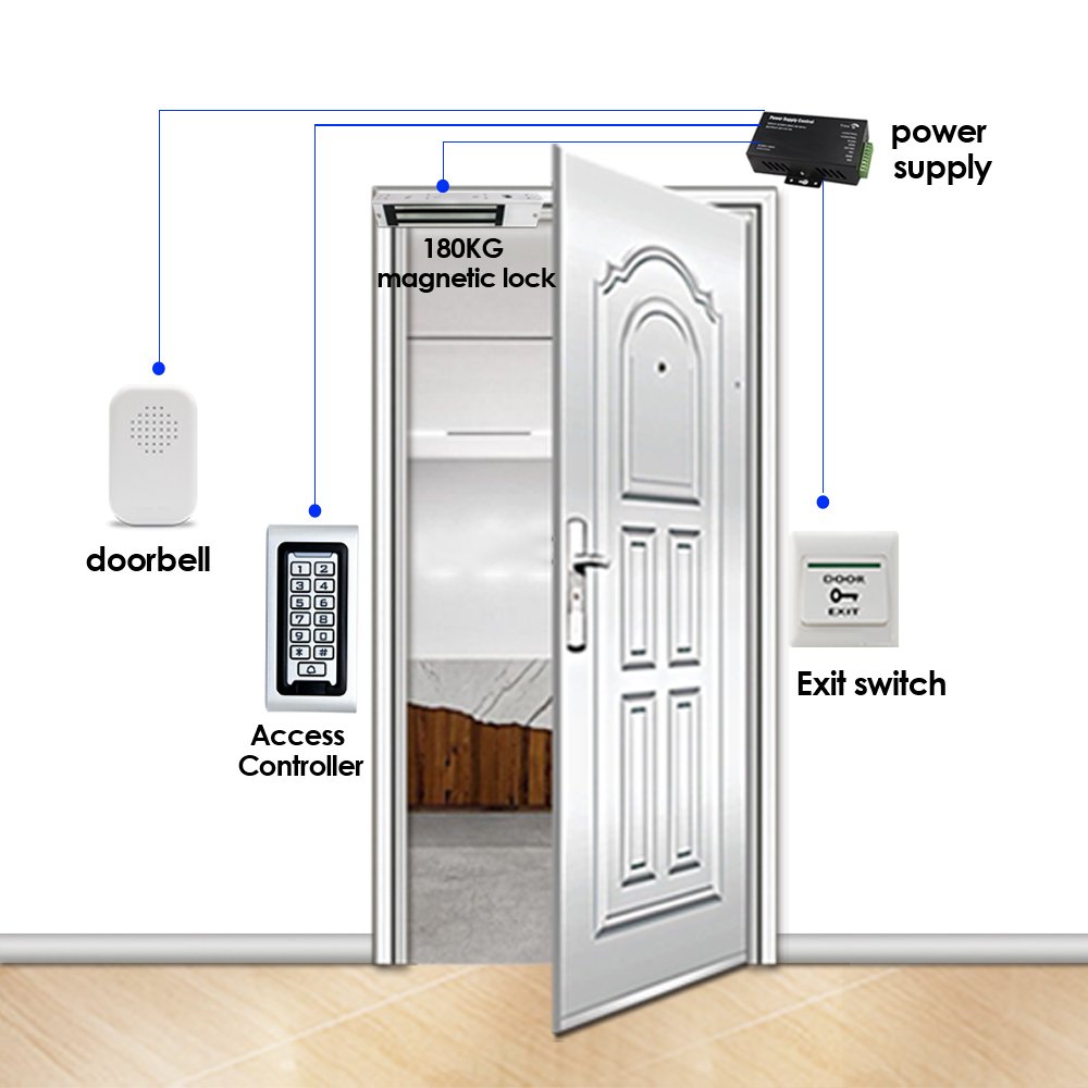 Access Control System IP67 Waterproof RFID 125KHz 13.56Mhz Metal Access Control Kit All-in-one Silicone Key Magnetic door Locks