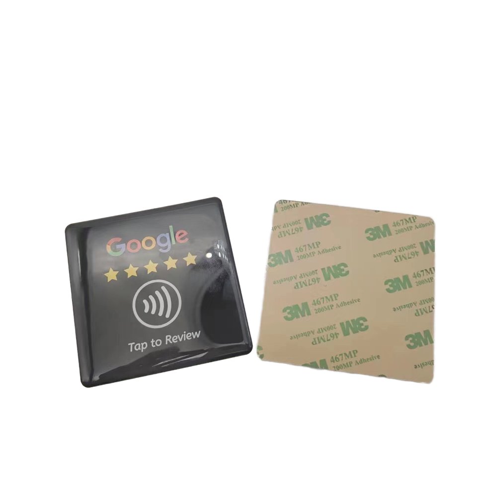 NFC 80*80mm or customized size rfid printing epoxy google/tripadvisor/facebook/review card