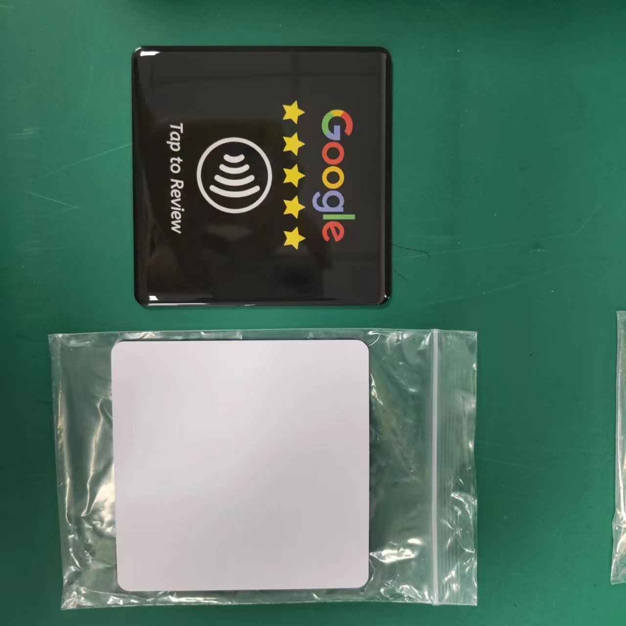 NFC 80*80mm or customized size rfid printing epoxy google/tripadvisor/facebook/review card
