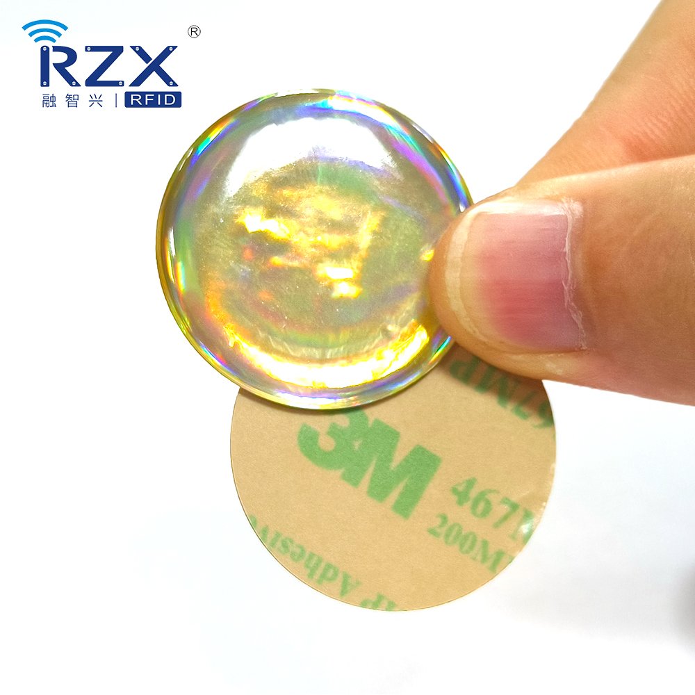 Custom Printed NFC NTAG 213/ NTAG 215/ NTAG 216 Anti-metal RFID Epoxy Sticker Label with13.56MHz 14443A protocol