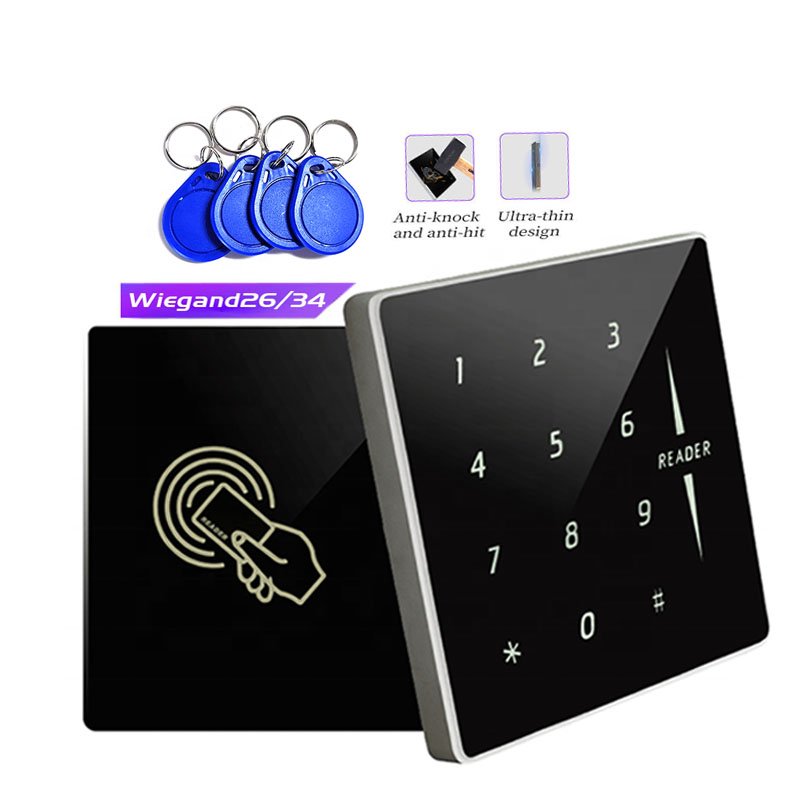 Contactless Reader ISO 14443A RS232 RS485 Metal Touch Keypad WG26 NFC 13.56mhz Support Mifare IC RFID Smart Access Card Reader