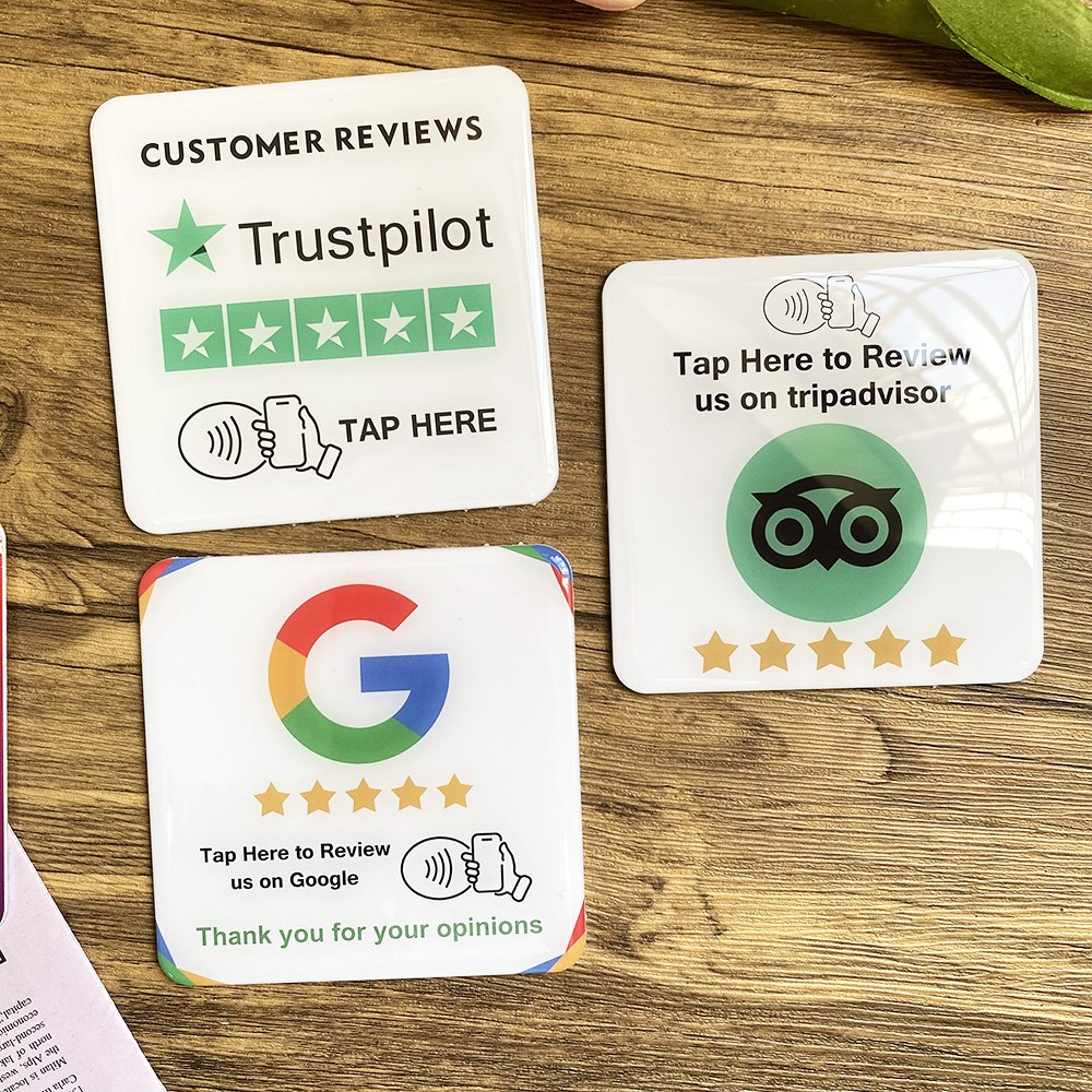3.93" 10cmX10cm Epoxy Waterproof NFC Facebook Instagram Plaques Get followers fast and easily with our NFC Tap Plate