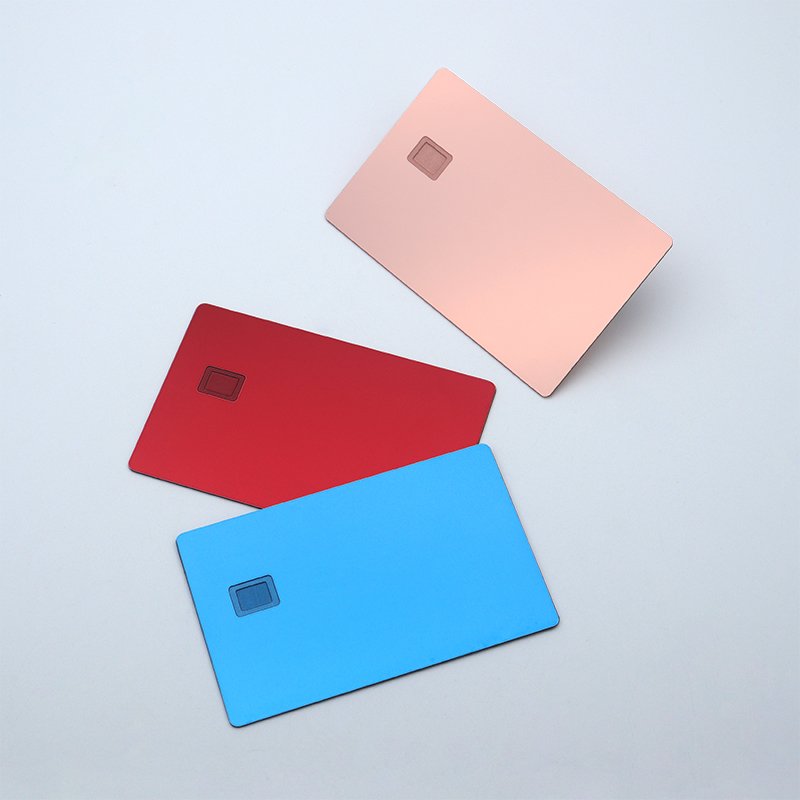 Slot Chip Magnetic Strip Credit Card Blank Metal NFC Mirror Rose Gold Bank Metal Cards