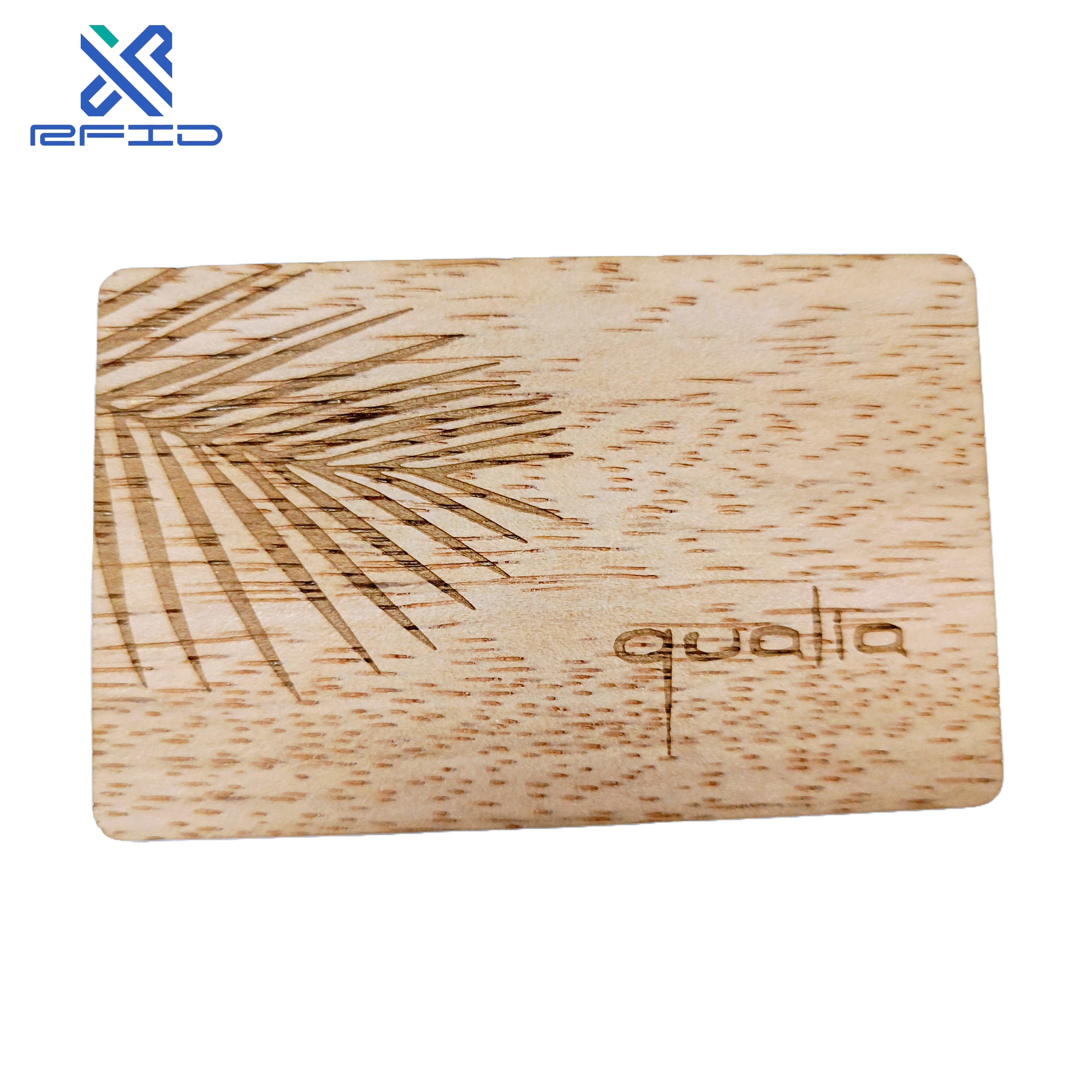 Programmable Bamboo Wood RFID ISO14443A Smart N213/215 NFC Business Card Wooden Hotel Key Card