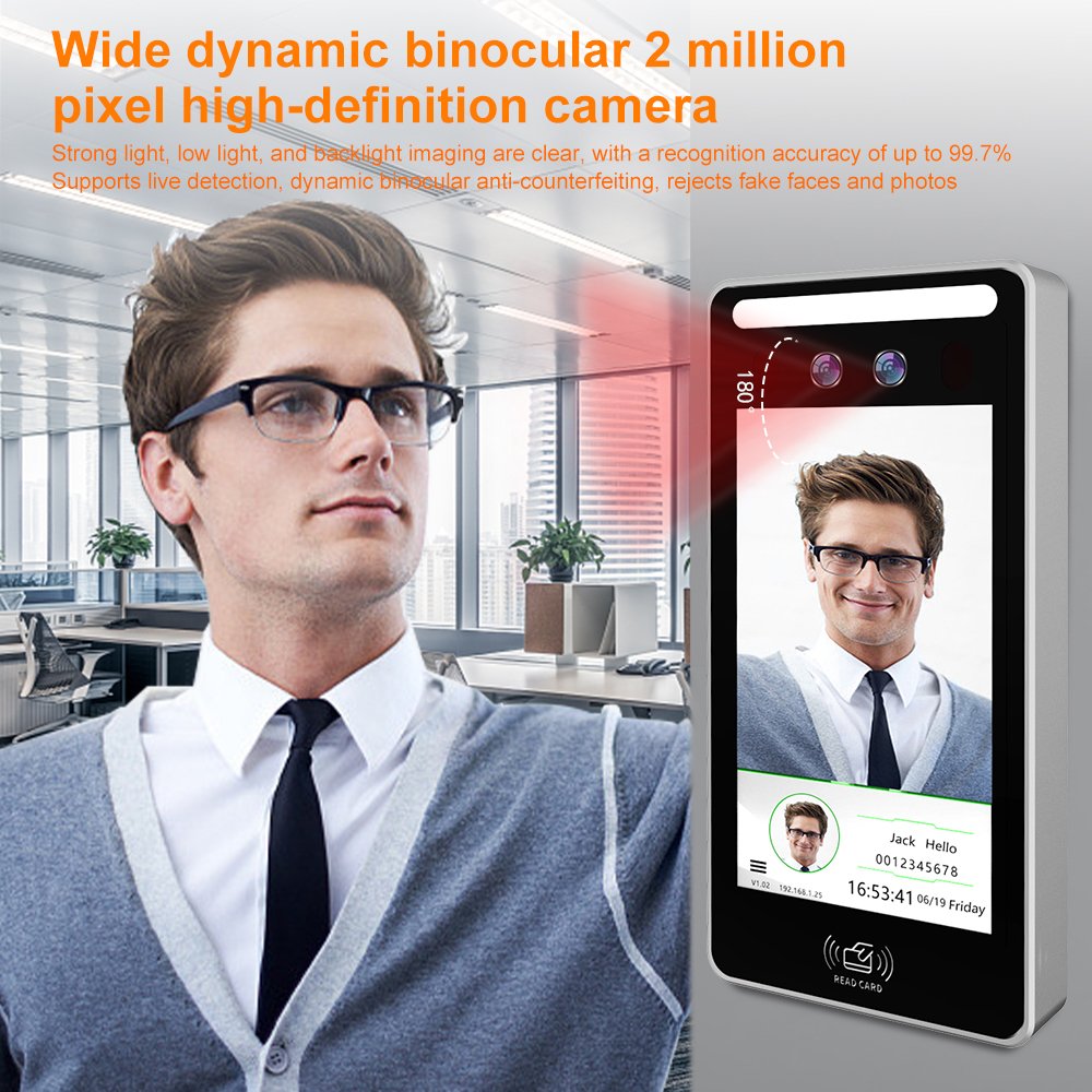 5.0 inch face recognition biometric machine app mobile time and access face recognition camera support 7inch intercom screen
