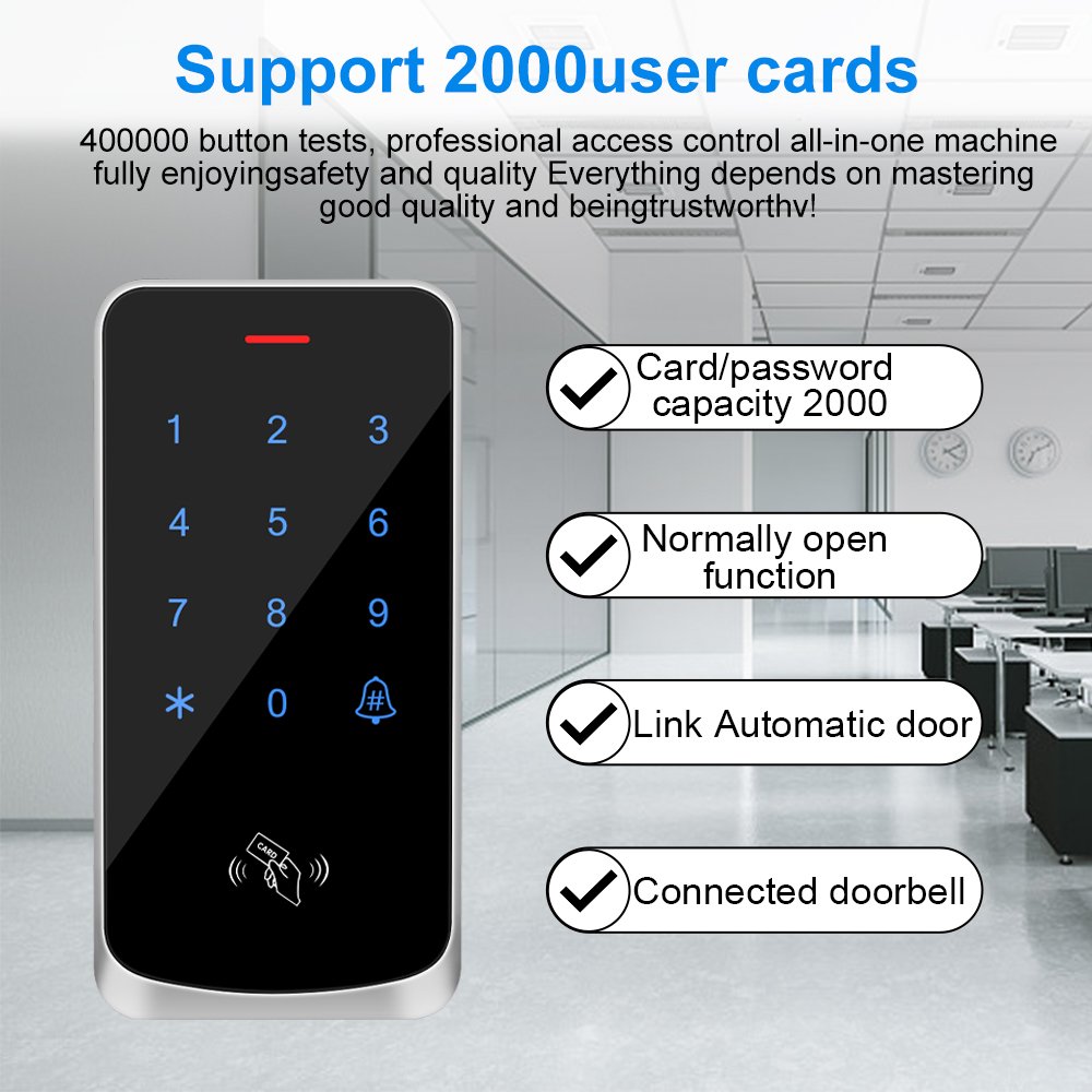10000 User Waterproof Backlight Touch 125Khz+13.56Mhz Access Control Keypad ID IC Proximity Card Reader Password Unlock Wiegand